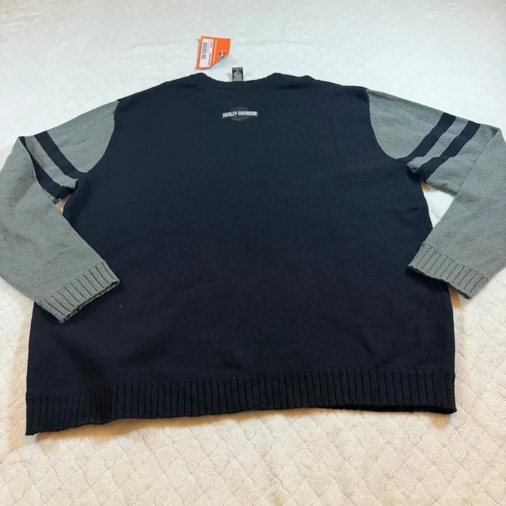 NWT Harley Davidson Men’s 80% Wool Sweater Crewneck Pullover Motorcycle size XL